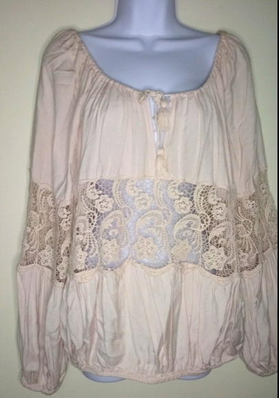 Free People Boho full center Lace long sleeve top - Picture 2 of 13